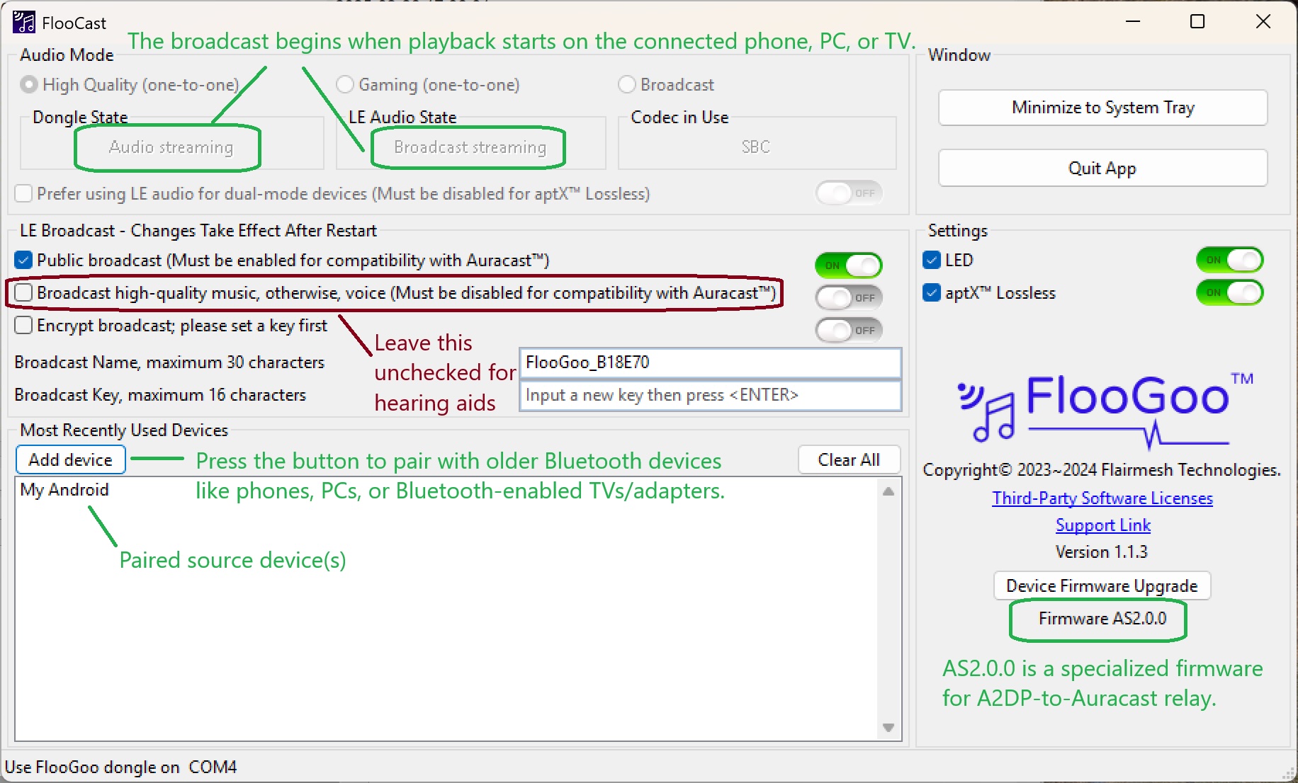 Setup A2DP to Auracast